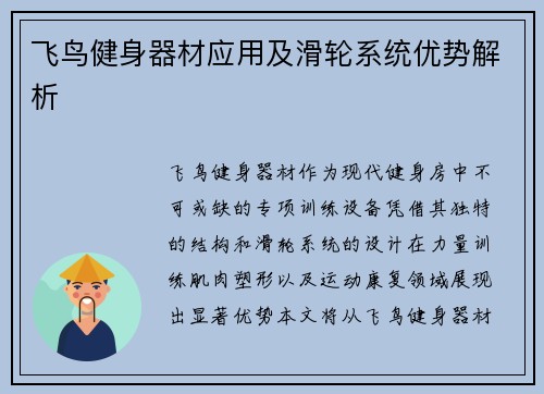飞鸟健身器材应用及滑轮系统优势解析